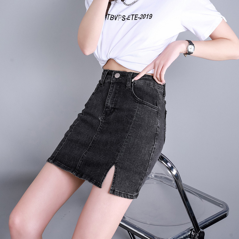 2024 summer jeans women's short skirt stretch slim slim white-collar casual all-match tall (lined 2024 summer jeans women's short skirt stretch slim slim white-collar casual all-match tall (lined