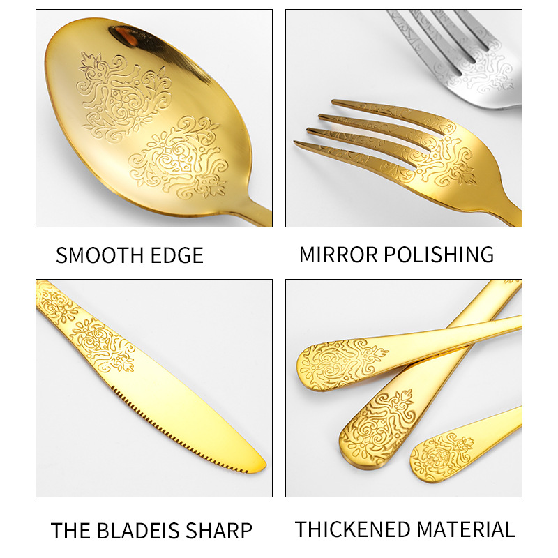 Amazon cubiertos de acero inoxidable cuchillo y tenedor cuchara set 24 piezas restaurante hotel cuchillo y tenedor cuchillo y tenedor cuchillo y tenedor de talla de comida occidental