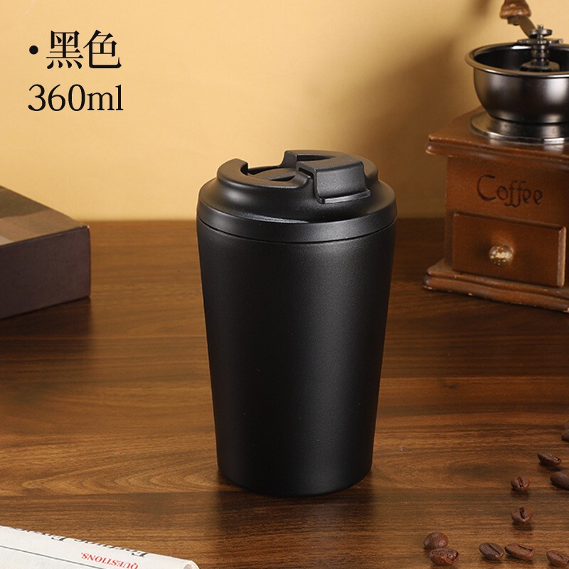 跨境爆款304不锈钢保温杯12oz简约咖啡杯带刻度牛奶杯美式随手杯|undefined