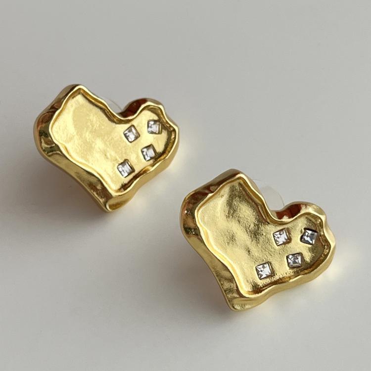 Trend golden white square brass earrings
