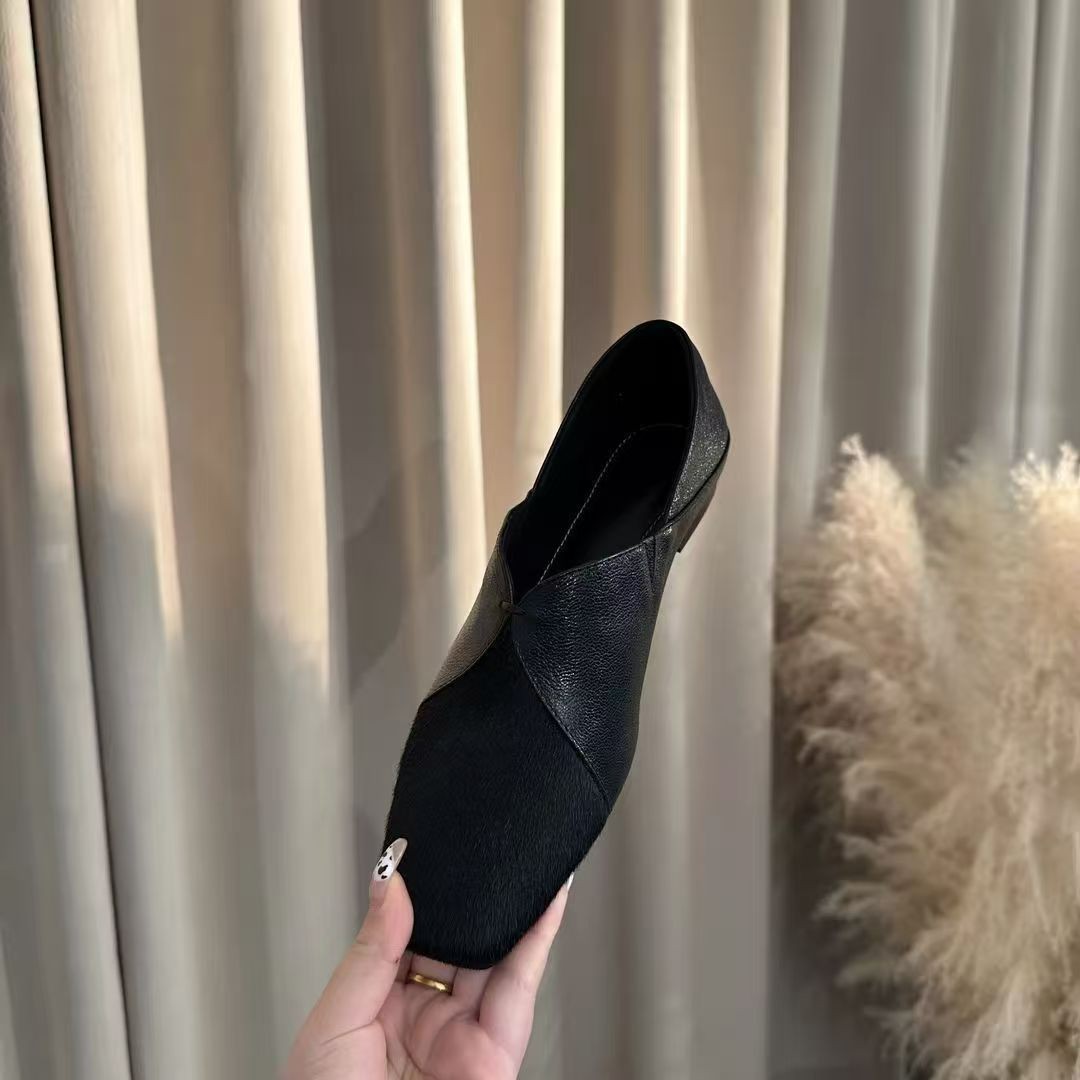 Zapatos de cuero de estilo británico para mujeres 2026 verano nuevo retro zapatos cuadrados zapatos de cabeza simple cómodos y poco profundos zapatos versátiles