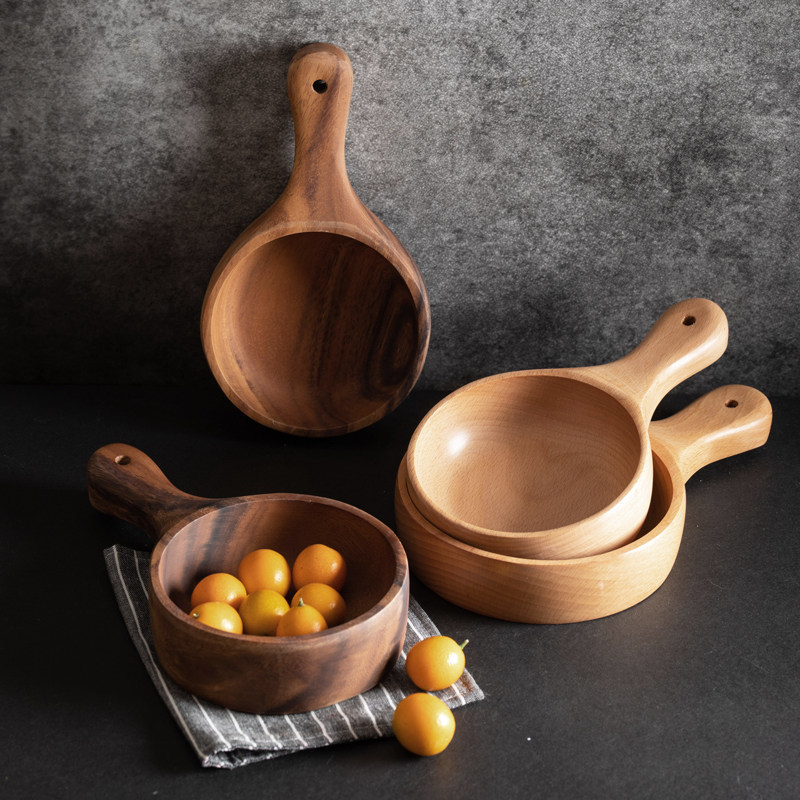 Solid wood ladle with a walnut handle, made from a single piece of wood, a natural wood bowl for scooping water, rice, and grains, a walnut or beech wood bowl Solid wood ladle with a walnut handle, made from a single piece of wood, a natural wood bowl for scooping water, rice, and grains, a walnut or beech wood bowl