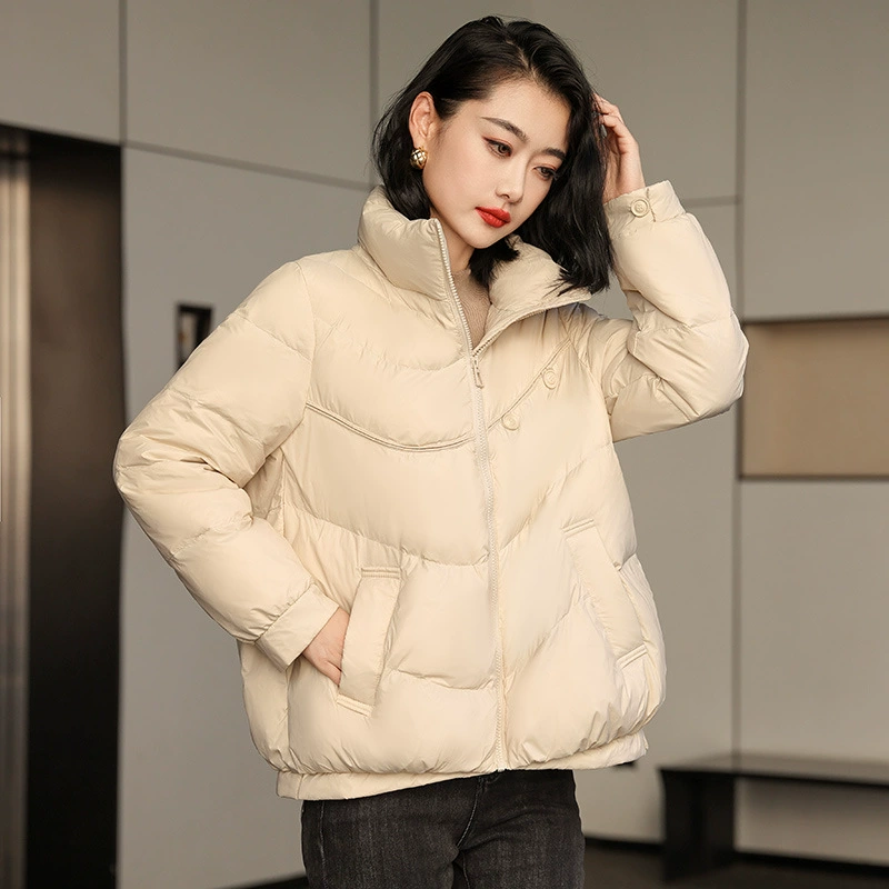 2024 новая зимняя мода легкий пуховик женский короткий трапециевидный шнур