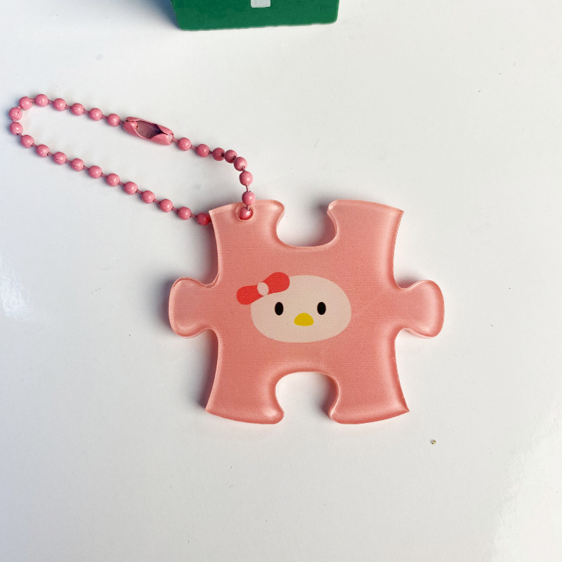 Yugui perro pareja novias mochila cadena Sanrio rompecabezas llavero INS de dibujos animados colgante chica corazón lindo