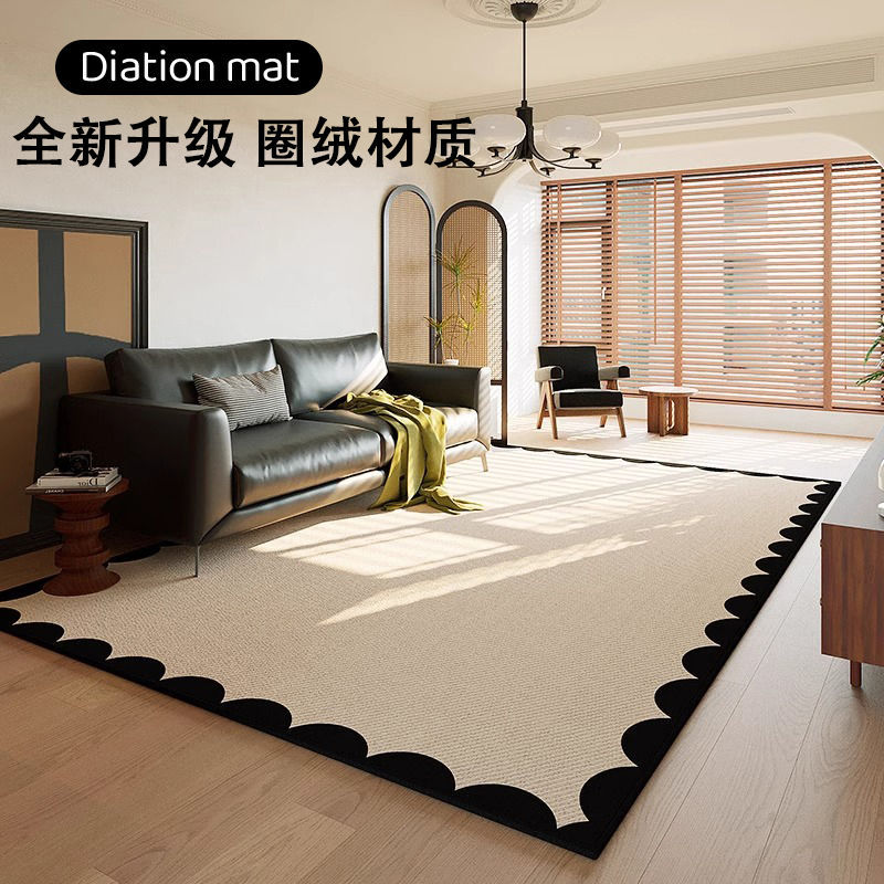 Middle antique high-grade loop pile carpet living room TPR anti-slip bottom stain-resistant coffee table mat bedroom easy to take care of bedside blanket