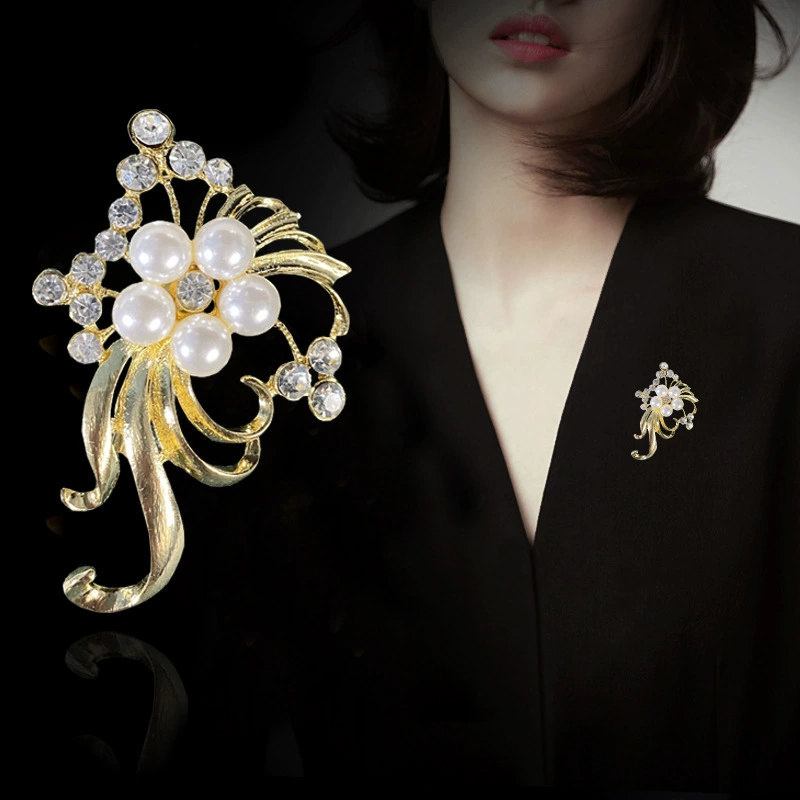 Accessory, high-end metal brooch, pin lapel pin, European style, wholesale, flowered