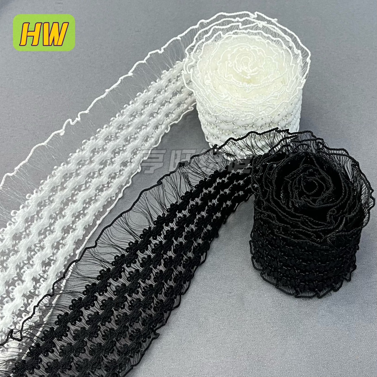 鱼丝透明花边松紧弹力s纹橡筋提花带 裤腰头脚口袖口衣领公主花边