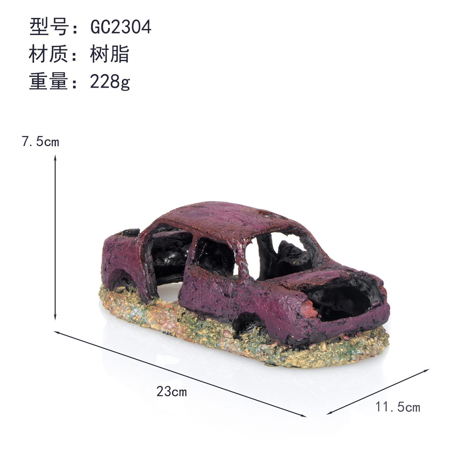 Decoración de Acuario con Forma de Autobús Todoterreno en Ruinas, Adorno de Resina Artificial, Resina Ecológica para Decoración Subacuática