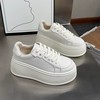 High white shoes platform, mesh footwear, comfortable sneakers for leisure, suitable for teen, 2023 years, autumn, trend of season, internet celebrity