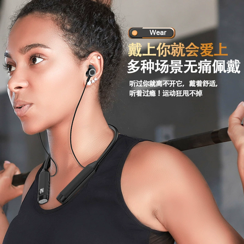 Электризованный висячий Bluetooth на шею гарнитура с батареей, магнитный ремешок, номер показывает спортивная пробежка на шее, беспроводное Bluetooth, долгий срок службы батареи