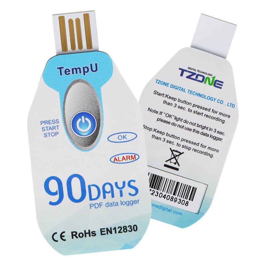 Одноразовый регистратор данных температуры Temp009 Отчет в формате PDF USB-порт охлажденный Регистратор температуры