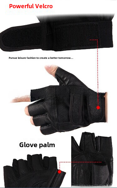 Factory spot supply R standard men's  leather half finger half gloves sports fitness pu riding outdoor gloves_maomaolike.com