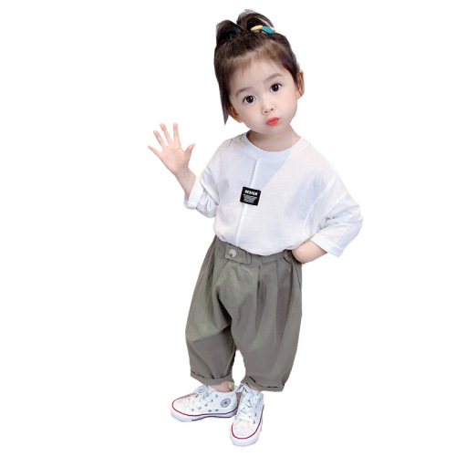 2024 Girls' Autumn/Winter Children's Korean Style Summer Long Sleeve Set for Girls and Boys Spring and Summer Fashion Stylish Two-Piece Set