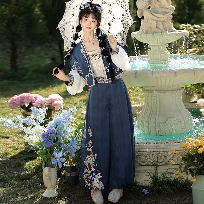 Magic Rabbit Daily Hanfu Spring/Summer Style Han Elements Hanfu Women's Lantern Pants Original Chinese Style Embroidery Women's Summer Outfit Magic Rabbit Daily Hanfu Spring/Summer Style Han Elements Hanfu Women's Lantern Pants Original Chinese Style Embroidery Women's Summer Outfit