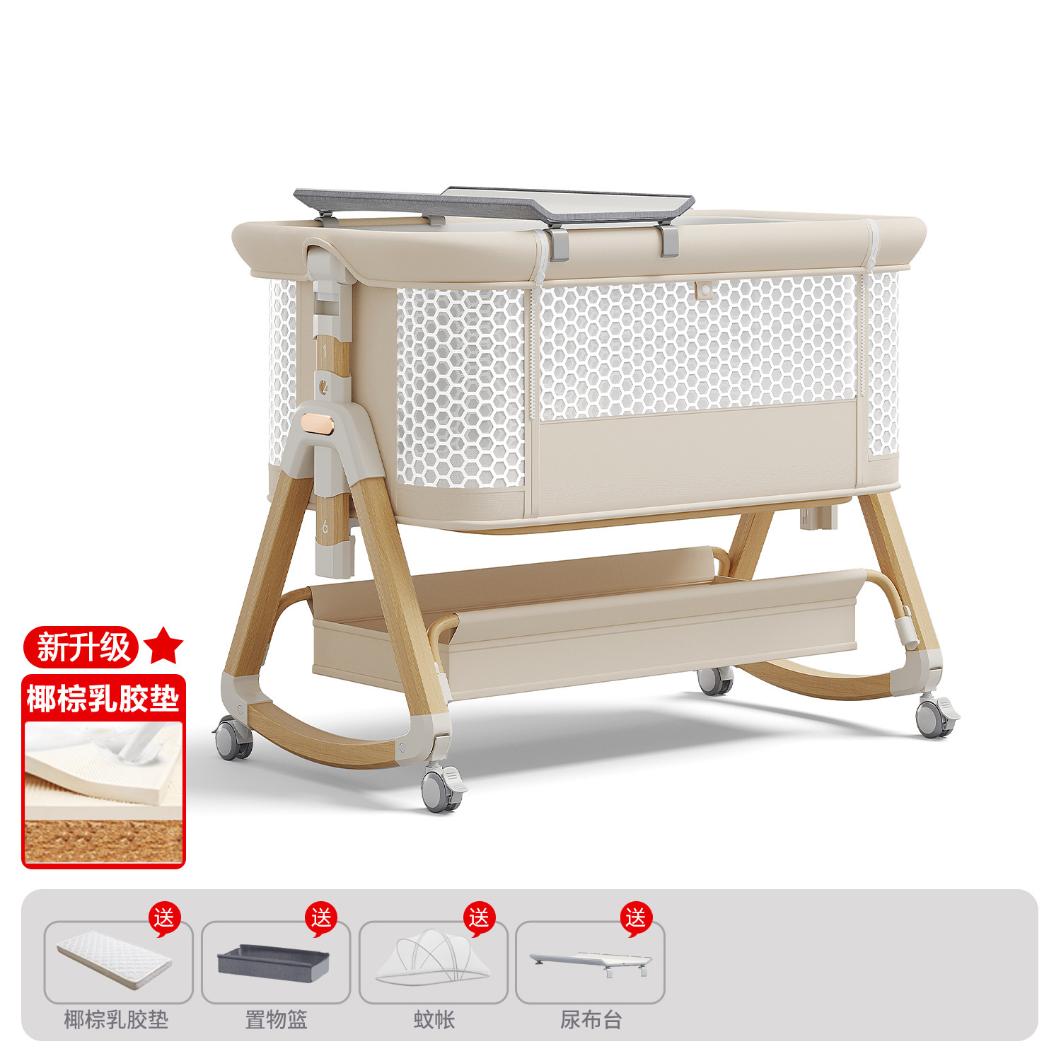 Cama de bebé móvil portátil cuna cama plegable multifuncional BB cama para recién nacidos empalme cama grande