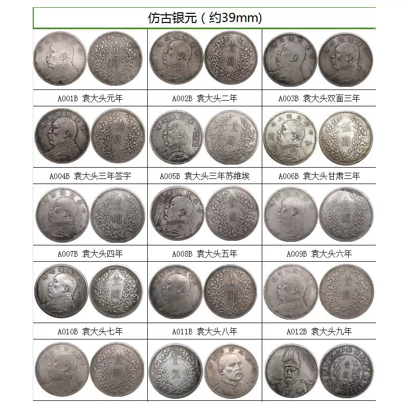 仿古银元大清龙洋古币民国袁大头银元大洋加厚铜币复古工艺品