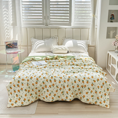 Factory wholesale A-class double-layer summer quilt, washed cotton summer cool quilt, double-person air conditioner quilt, children's thin quilt, machine washable