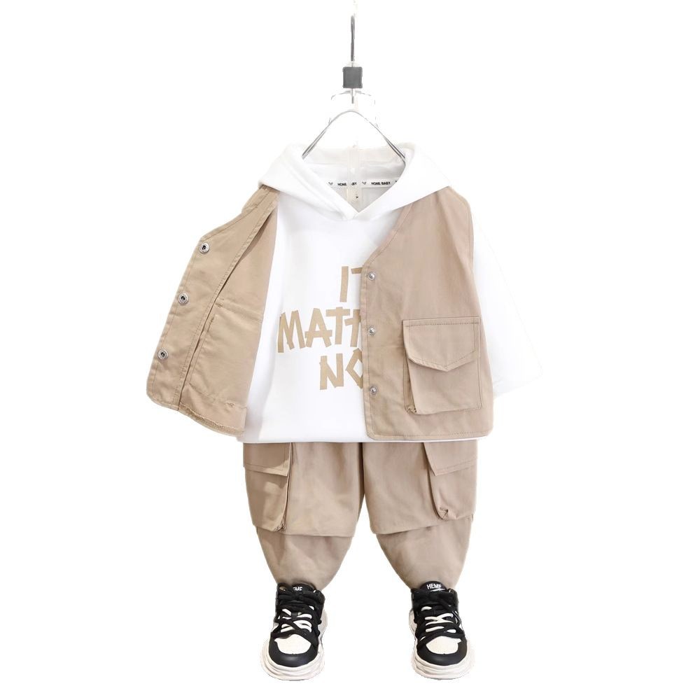 7570 traje de tres piezas para niños 2025 nuevo traje de primavera y otoño casual atractivo para niños pequeños y medianos