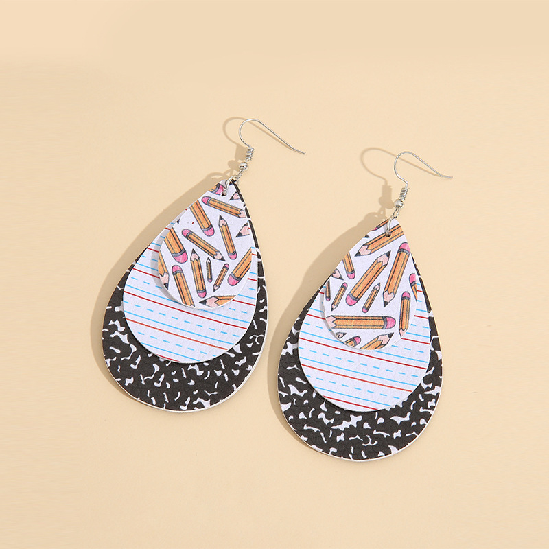 Fashion Water Droplets Pu Leather Layered Womenu0027S Earrings 1 Pair
