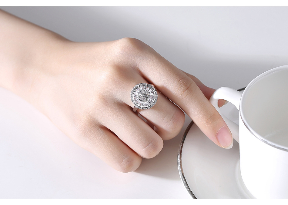 Fashion Simple Style Geometric Copper Plating Diamond Zircon Rings