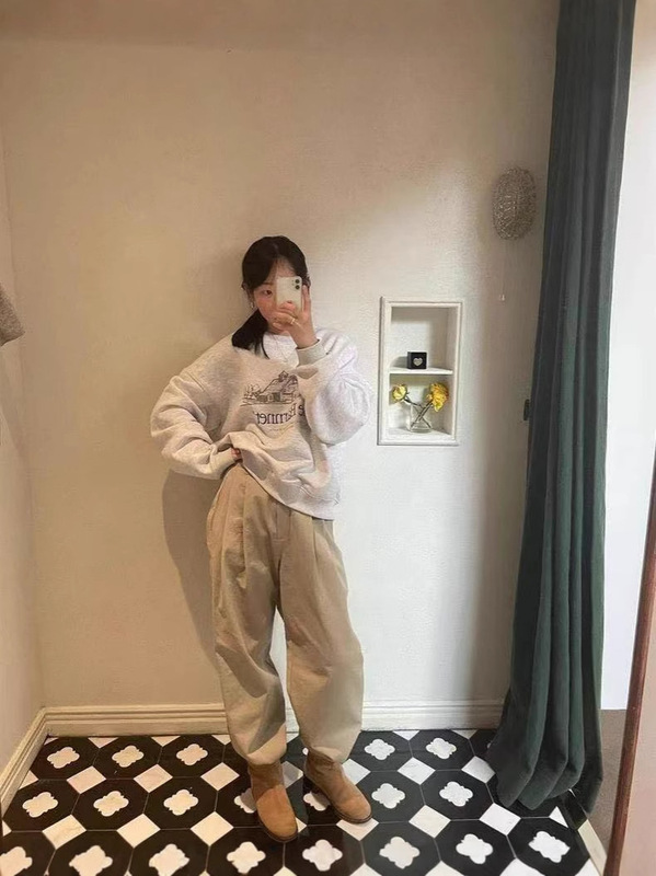 【现货】韩国小众The barnnet八奶fever同款背带直筒卡其色休闲裤|undefined