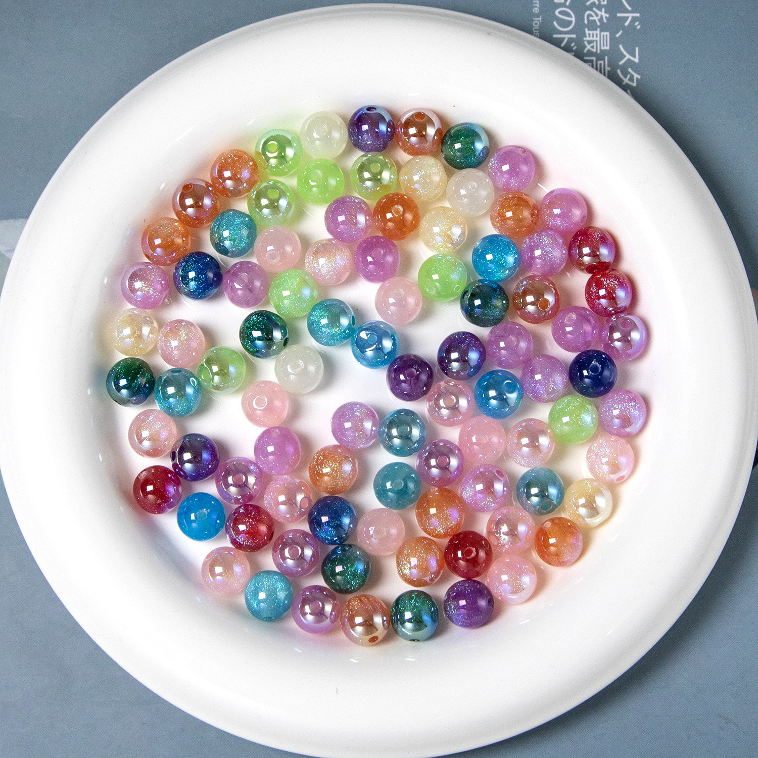 鼎奕卡8-10-12冷月鎏金高亮电镀细闪人鱼珠子直孔散珠diy饰品配件