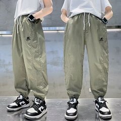 夏季原宿氣質童裝男女通用新款慵懶褲子潮流流行九分褲文藝簡約