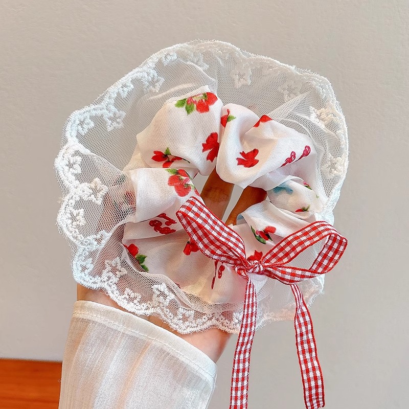 Colección de anillo de cabello lindo de intestino grande de verano de cola de caballo de cabeza de cuerda de flor de cabeza de niña universitaria estilo de alto valor de belleza joyería de cabello