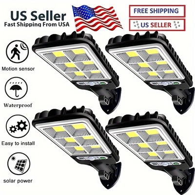 4pcs Solar Motion Sensor led Wall Lights Bright Outdoor Cross border
