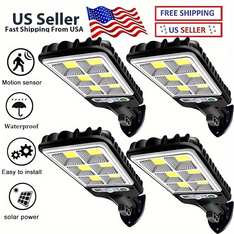 4pcs Solar Motion Sensor led Wall Lights Bright Outdoor Cross border