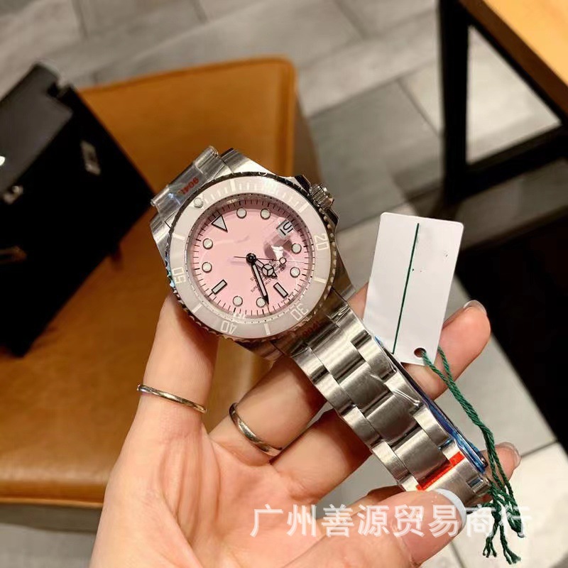 Micro-business cross-border generation labor home automatic mechanical pink water ghost blue light scale steel belt women's watch foreign trade batch