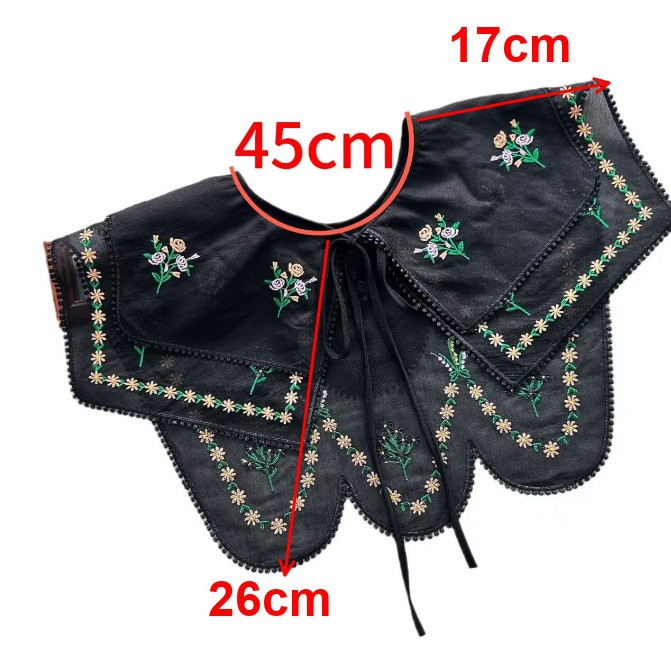 Flor bordada multicolor correa de chale doble cuello falso cuatro estaciones fuera de la camisa de arroz vestido cuello de muñeca casual image 5