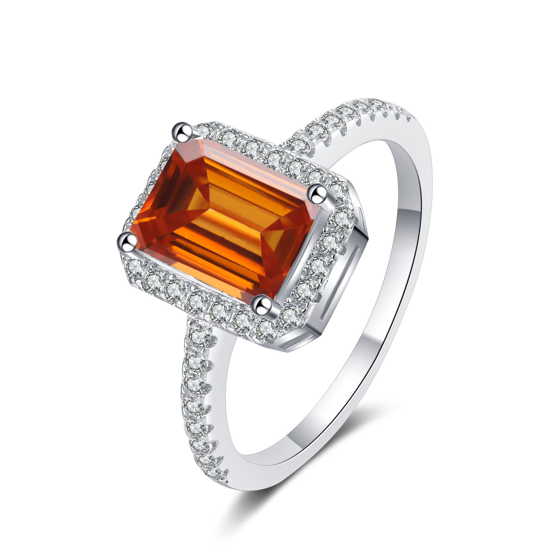 1 quilates esmeralda corte anillo de diamante de mozanita plata esterlina S925 anillo de boda anillo de diamantes de mozanita ventas transfronterizas calientes