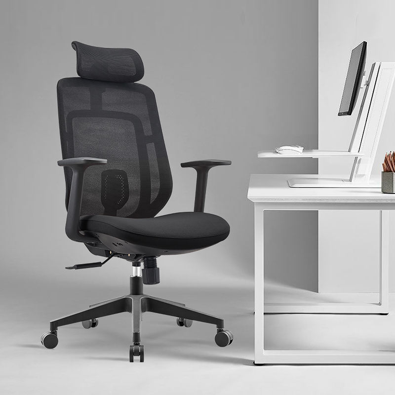 Ergonomic Design Office Chair Executive Mesh Chair Adjustable Modern High Back Black Swivel Chair for Home Use Long Sitting