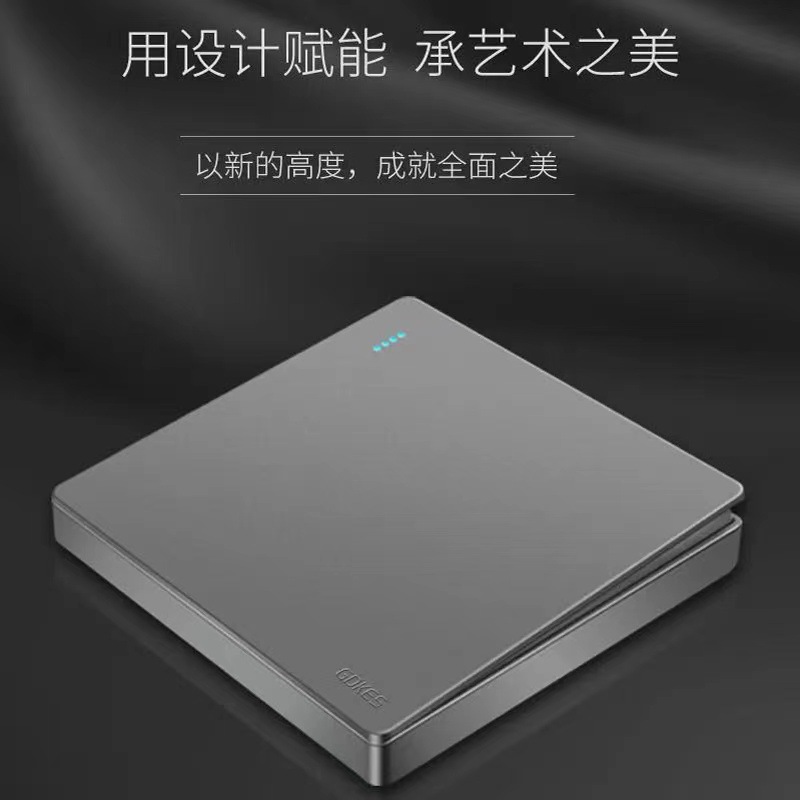 Wall-mounted ultra-thin 86-style concealed 2/3/2-prong gray large plate single-pole five-hole switch and outlet, factory direct sales