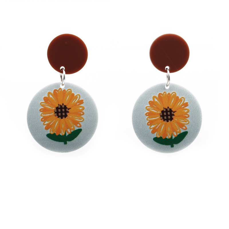 Pendientes de amor de acrílico de verano pendientes femeninos flor tridimensional transfronteriza europea y americana OK gesto pendientes joyería femenina