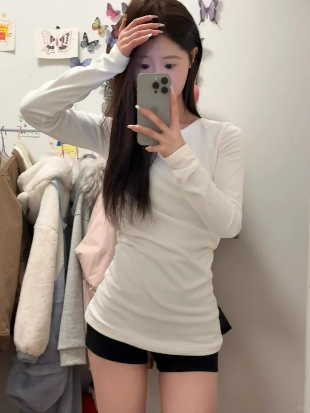 Right Shoulder German Velvet Mid-Length Long-Sleeved Bottoming T-Shirt for Women Autumn and Winter 2025 New Round Neck Inner Slim Waist Top