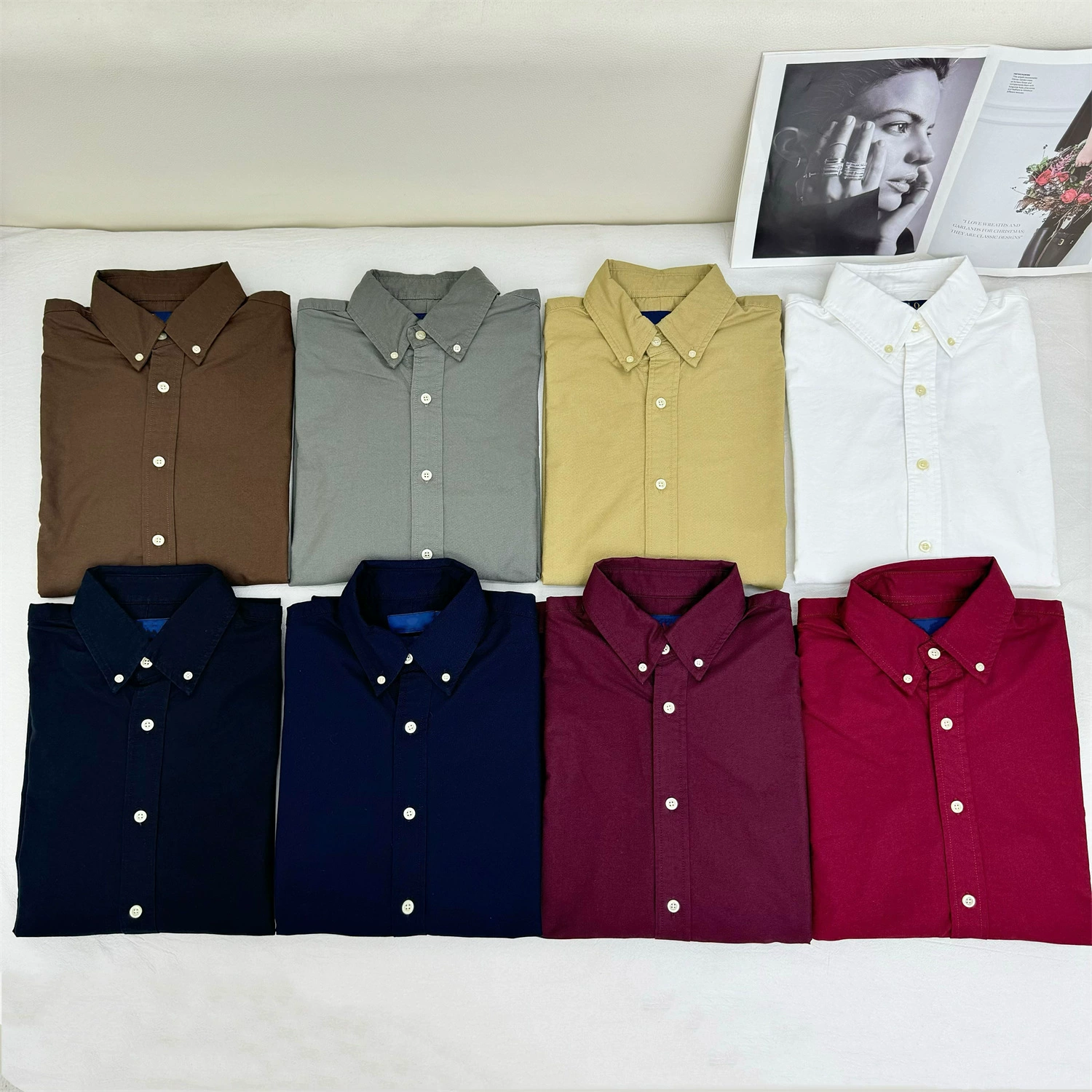 RL Rlaf Po стандартная вышивка классическая оксфордская ткань сплошной цвет рубашка для мужчин и женщин