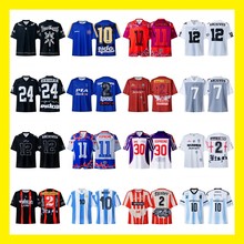 跨境美式blockcore风贴布刺绣T恤男女v领运动足球服网眼速干球衣