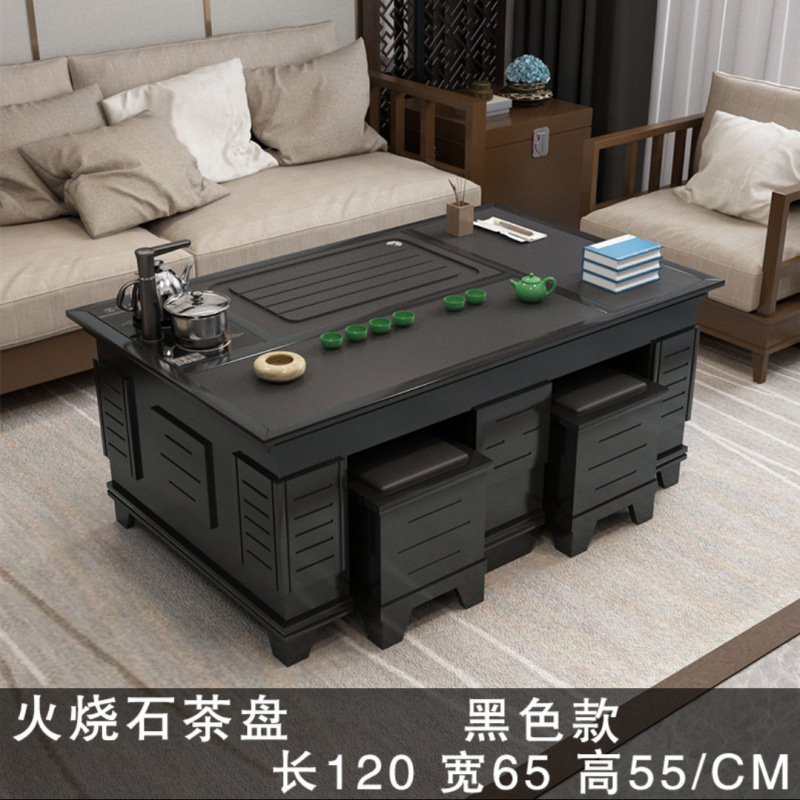 Mesa de té de kung fu con tetera de agua caliente, mesa de té de piedra caliente, conjunto integral de mesa de té, sala de estar, oficina doméstica, mesa de té