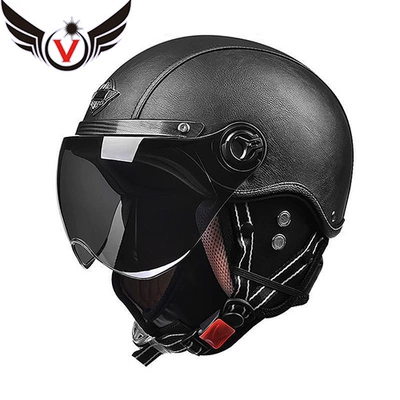 Electric Vehicle Helmet for Men and Women, Four-Season Motorcycle Harley Half Helmet, Winter Warm and Cold-Proof Safety Helmet
