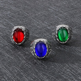 Ретро модный аксессуар, кольцо из нержавеющей стали, с драгоценным камнем