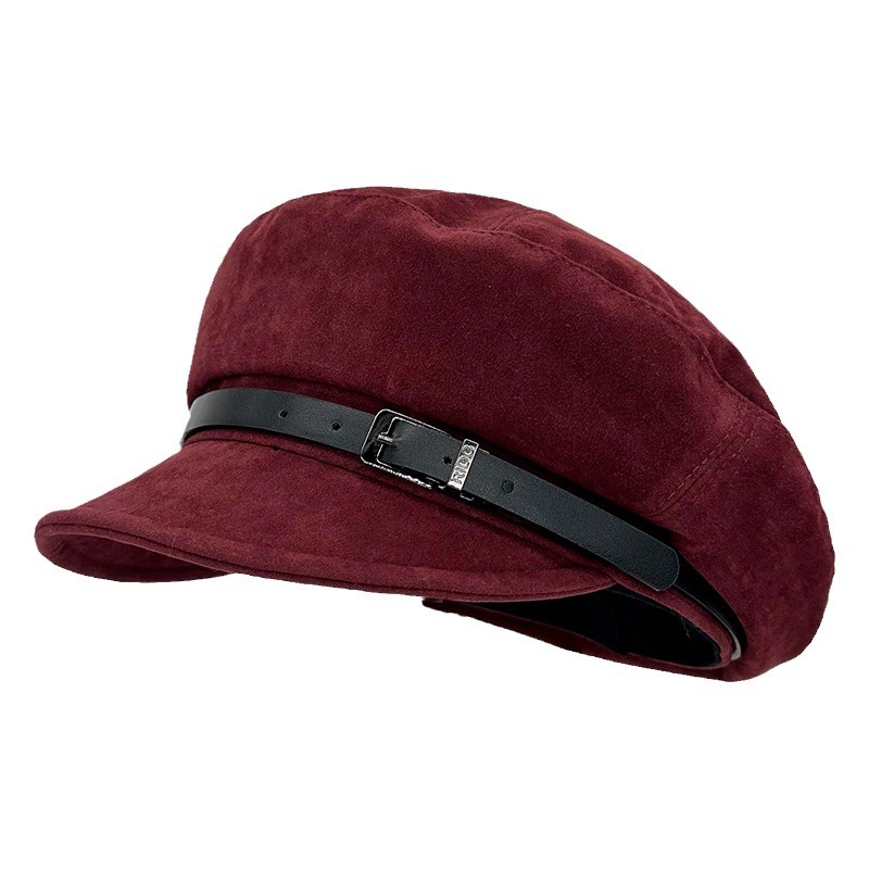 Corea del Sur de seda gorra de periódico superior plana gorra mujer moda de otoño y invierno británico Anchor Boina roja elegante gorra pintora