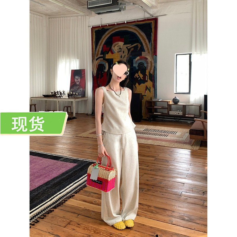 Ouyang Old Money Style Sleeveless Shirt Women's Summer Design Niche Retro Waist Tie Cut Out Top Ouyang Old Money Style Sleeveless Shirt Women's Summer Design Niche Retro Waist Tie Cut Out Top