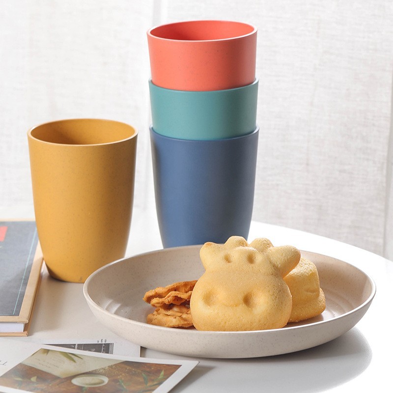 Amazon trigo paja taza de beber taza simple hogar enjuague bucal taza portátil de plástico taza cepillo de dientes taza logo