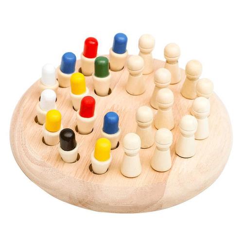 Wooden color memory chess parent-child desktop exercise baby memory puzzle game 3 years old and above toy chess