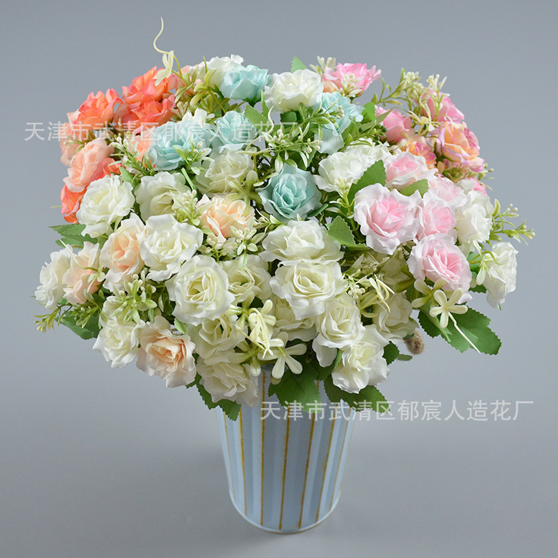 22 rosas de diamante paquete de otoño primavera corona floral centro comercial vitrinas para colocar sala de estar comedor decoración