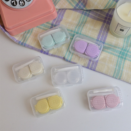 ins like fish transparent simple candy color compact contact lens box companion box portable contact lens care box