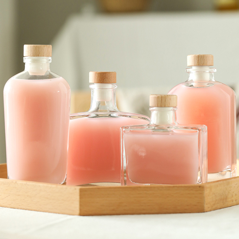 创意玻璃果酒瓶冷饮果汁瓶红酒分装瓶家用香薰补充液空瓶现货批发