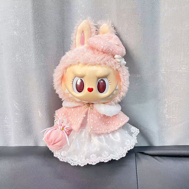 Ropa de muñeca de peluche de vinilo Labubu de 38cm para ropa de muñeca La Bu Time to Chill
